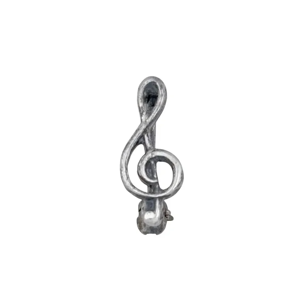 Vintage Sterling Silver 925 Dainty Treble Clef Lapel Pin